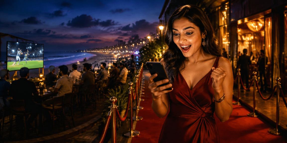 Cricket fans using mobile to bet live near Chennai Marina Beach